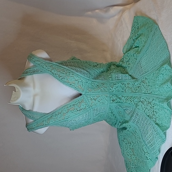 BCBG Maxazria soft green lace fully lined dress - Picture 2 of 12